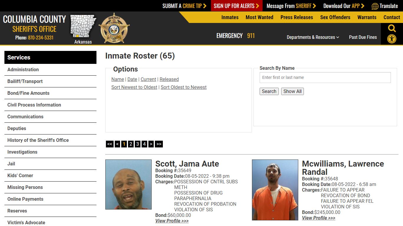 Inmate Roster - Columbia County Sheriff AR